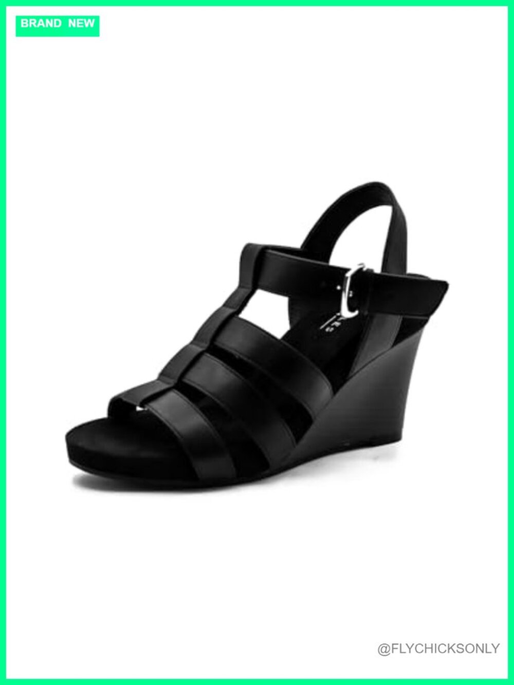 Aerosoles Pippa Faux Leather Wedge Sandal Caged Buckle Ankle Strap